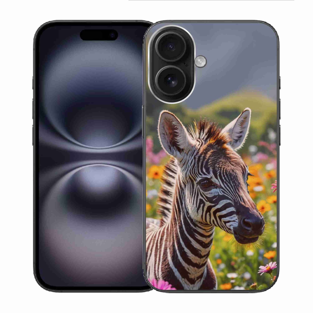 Gelový kryt mmCase na iPhone 16 - zebra na louce
