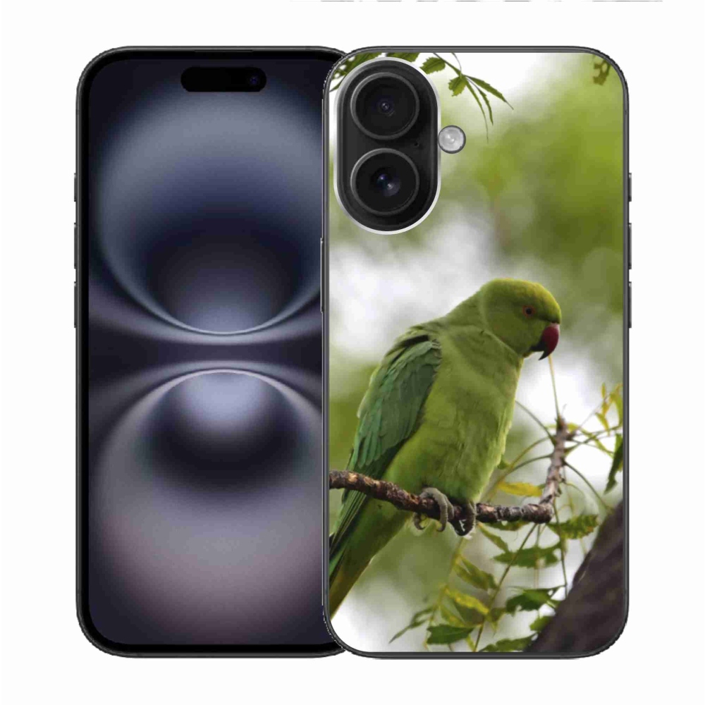 Gelový kryt mmCase na iPhone 16 - zelený papoušek