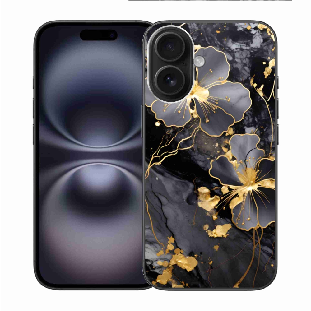 Gelový kryt mmCase na iPhone 16 - zlaté květy