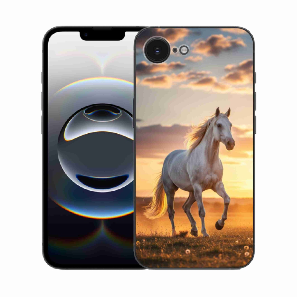 Gelový kryt mmCase na iPhone 16e - běžící bílý kůň 2