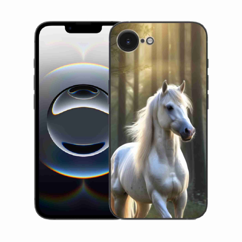 Gelový kryt mmCase na iPhone 16e - bílý kůň 3