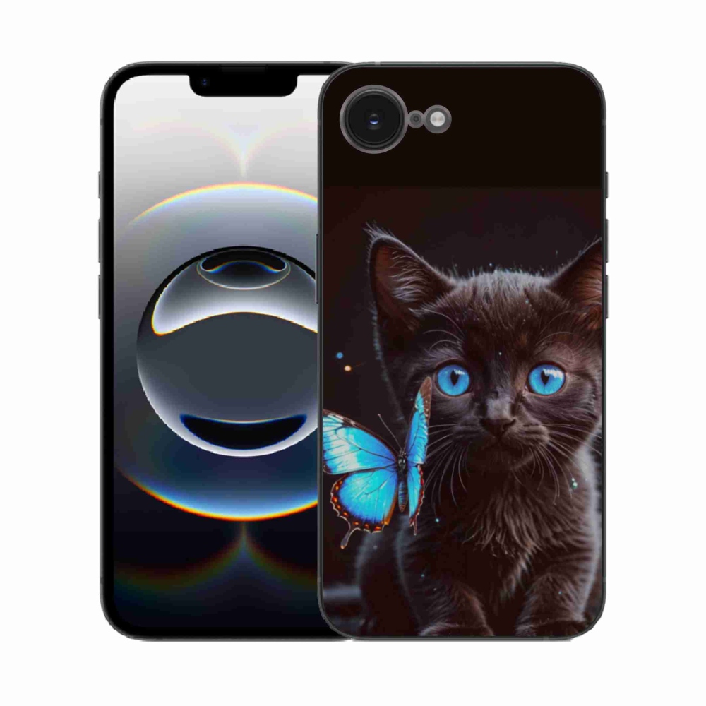 Gelový kryt mmCase na iPhone 16e - černé kotě 3