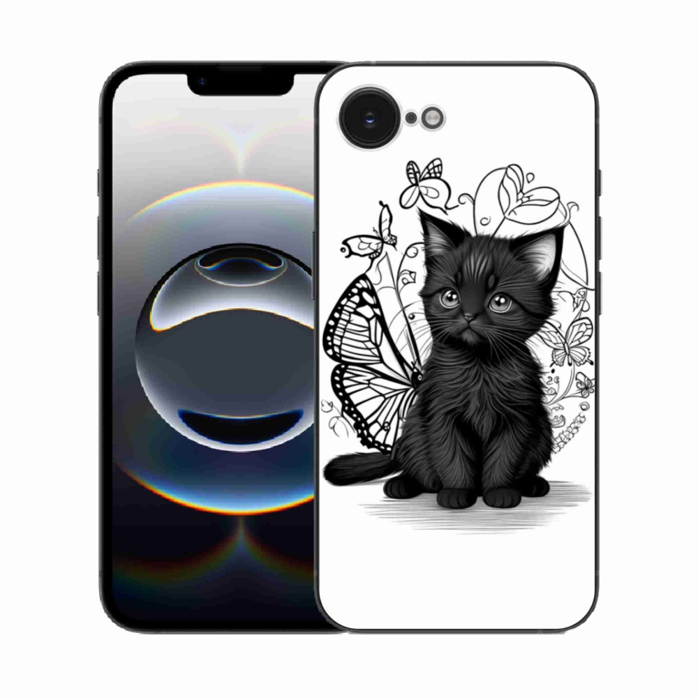 Gelový kryt mmCase na iPhone 16e - černé kotě