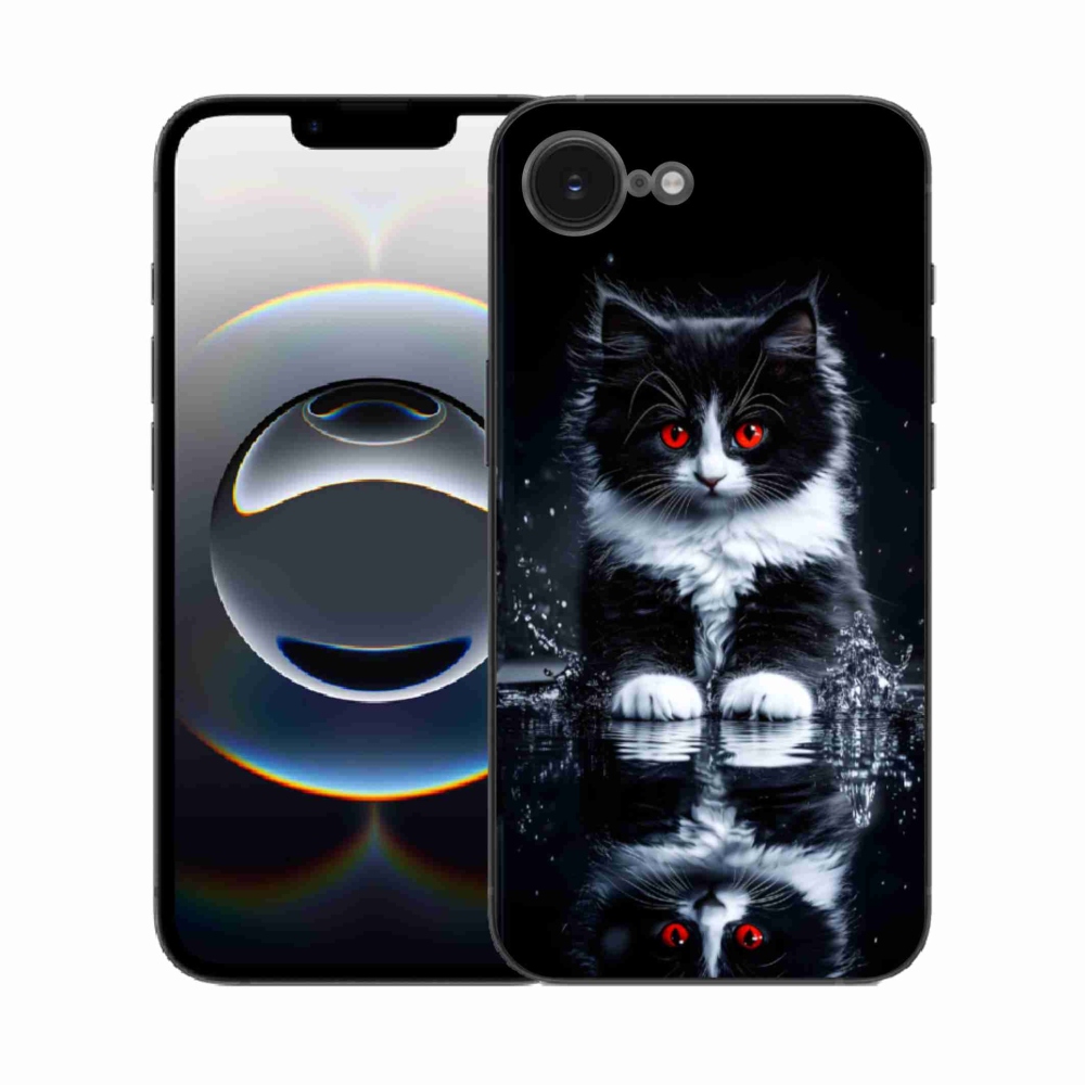 Gelový kryt mmCase na iPhone 16e - černobílé kotě