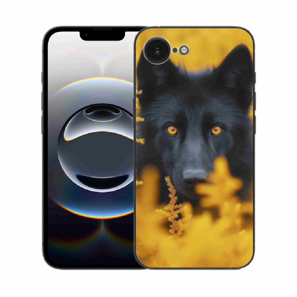 Gelový kryt mmCase na iPhone 16e - černý vlk 2