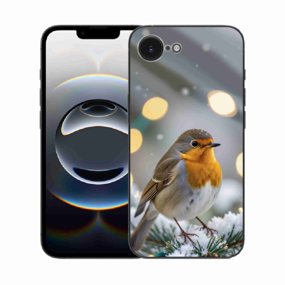 Gelový kryt mmCase na iPhone 16e - červenka v zimě