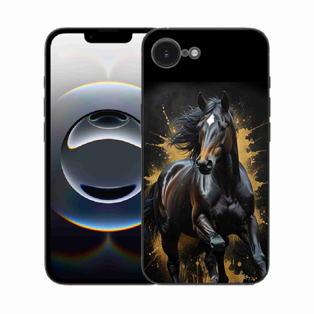 Gelový kryt mmCase na iPhone 16e - elegantní černý hřebec
