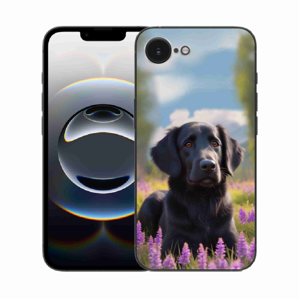 Gelový kryt mmCase na iPhone 16e - elegantní černý retrívr