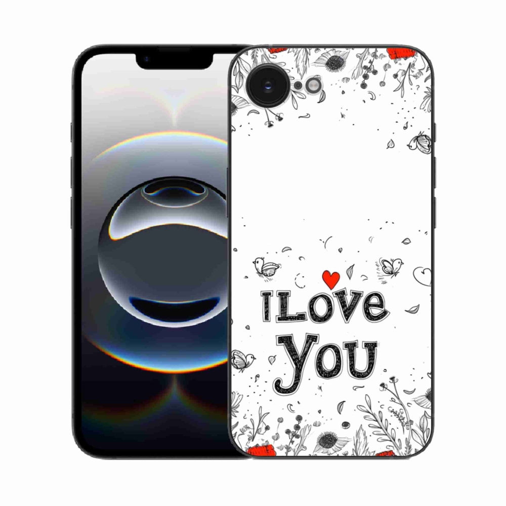 Gelový kryt mmCase na iPhone 16e - I love you bílé pozadí