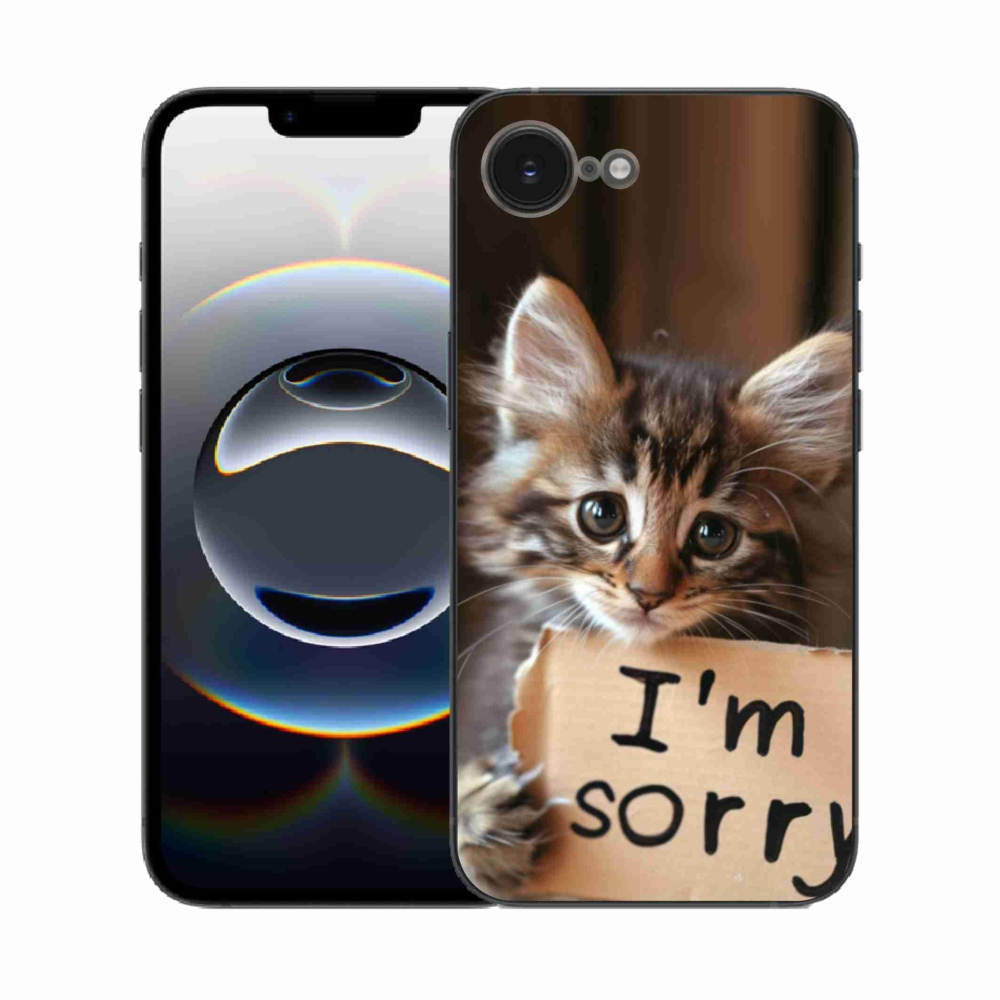 Gelový kryt mmCase na iPhone 16e - kočíčí omluva