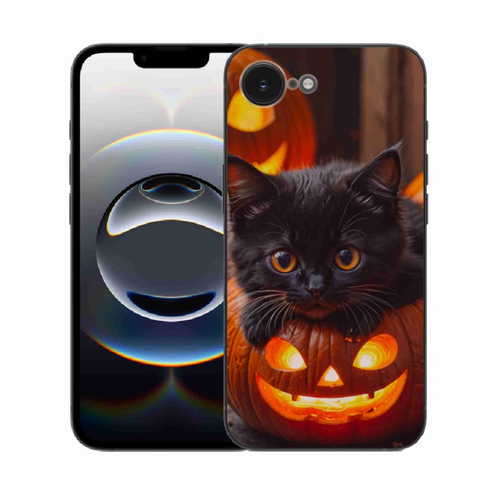 Gelový kryt mmCase na iPhone 16e - kotě a dýně