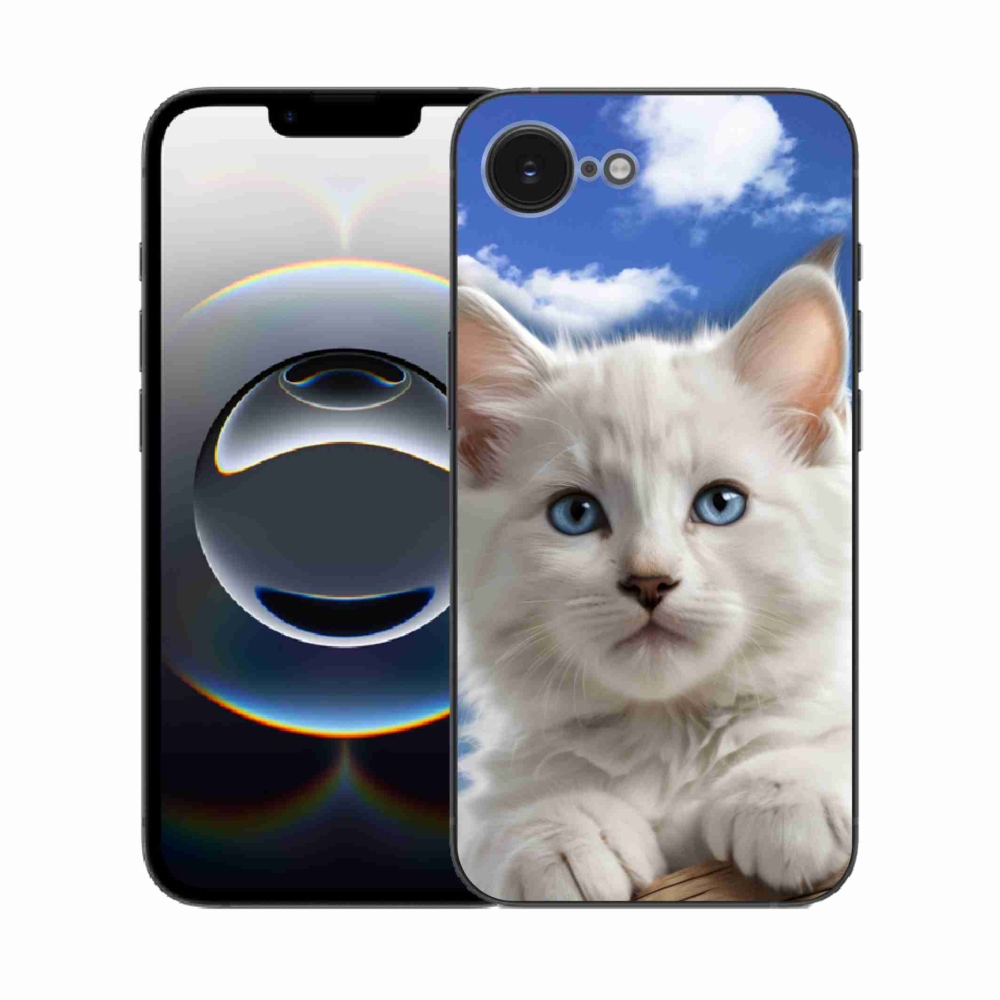 Gelový kryt mmCase na iPhone 16e - kotě a oblaka
