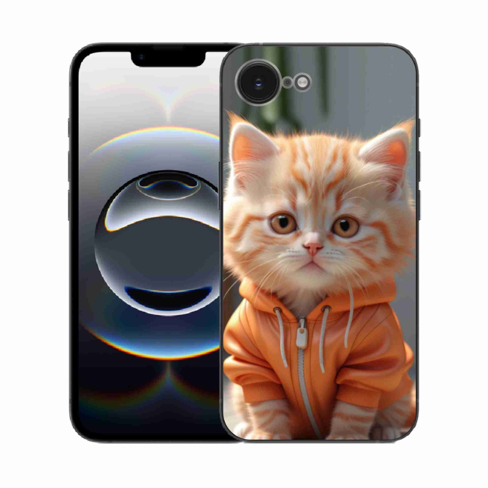 Gelový kryt mmCase na iPhone 16e - kotě v mikině