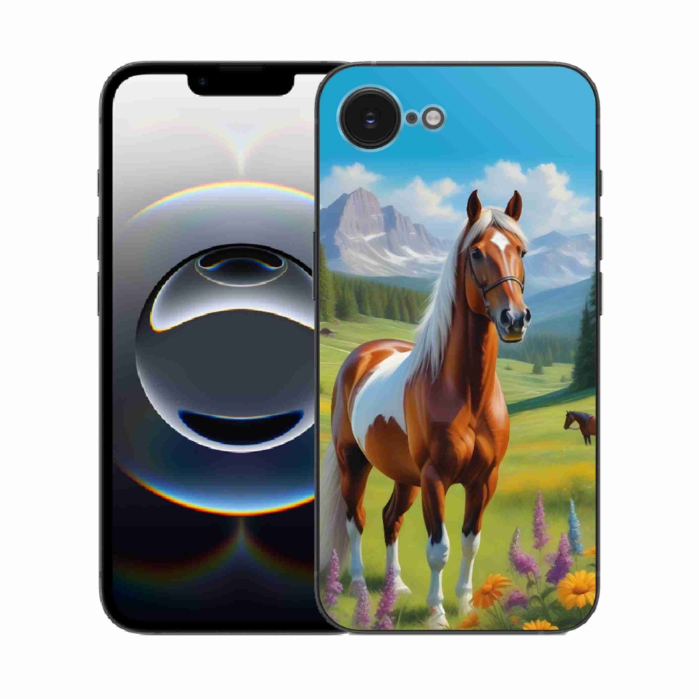 Gelový kryt mmCase na iPhone 16e - kůň na louce
