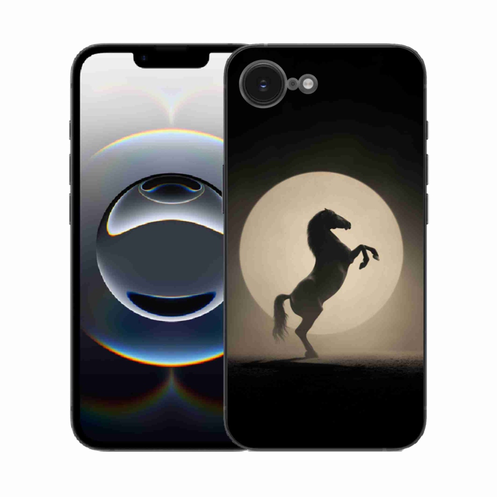 Gelový kryt mmCase na iPhone 16e - kůň v siluetě