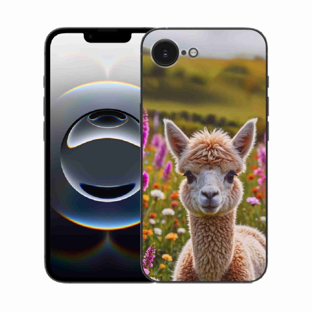 Gelový kryt mmCase na iPhone 16e - lama na louce