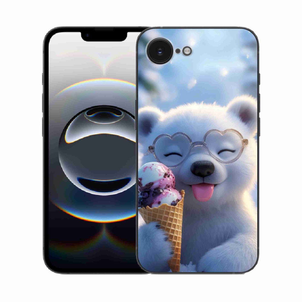 Gelový kryt mmCase na iPhone 16e - medvídek se zmrzlinou