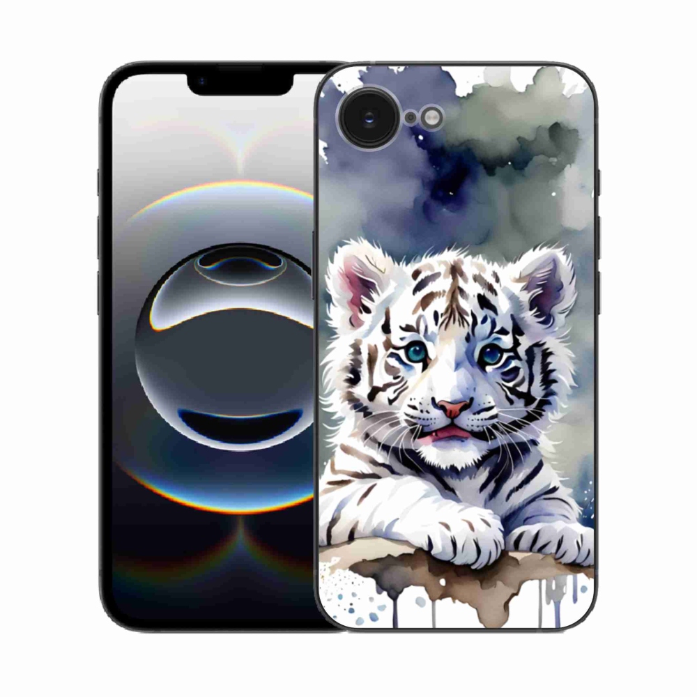 Gelový kryt mmCase na iPhone 16e - mládě bílého tygra