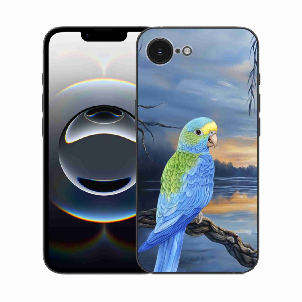 Gelový kryt mmCase na iPhone 16e - modrý papoušek