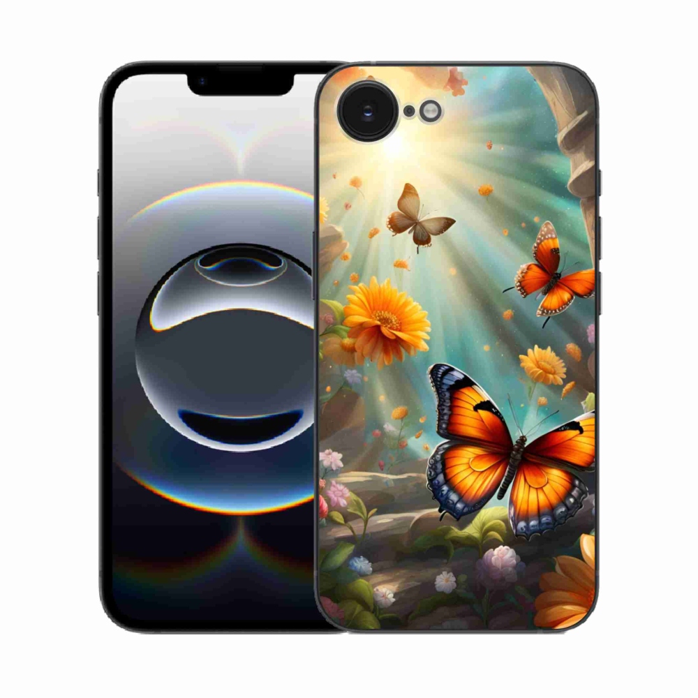 Gelový kryt mmCase na iPhone 16e - motýlí zahrada 2