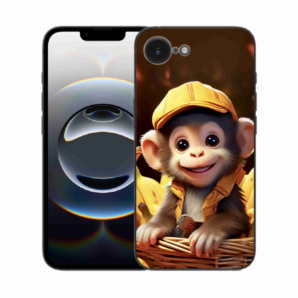 Gelový kryt mmCase na iPhone 16e - opice v košíku