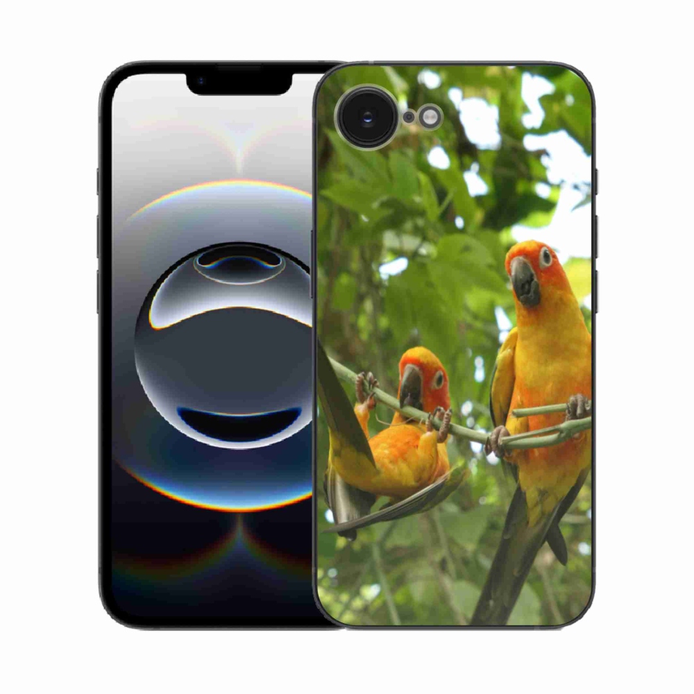 Gelový kryt mmCase na iPhone 16e - papoušci aratingy
