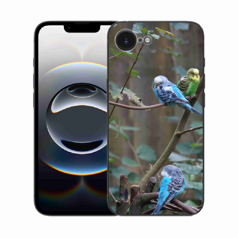 Gelový kryt mmCase na iPhone 16e - papoušci na větvi