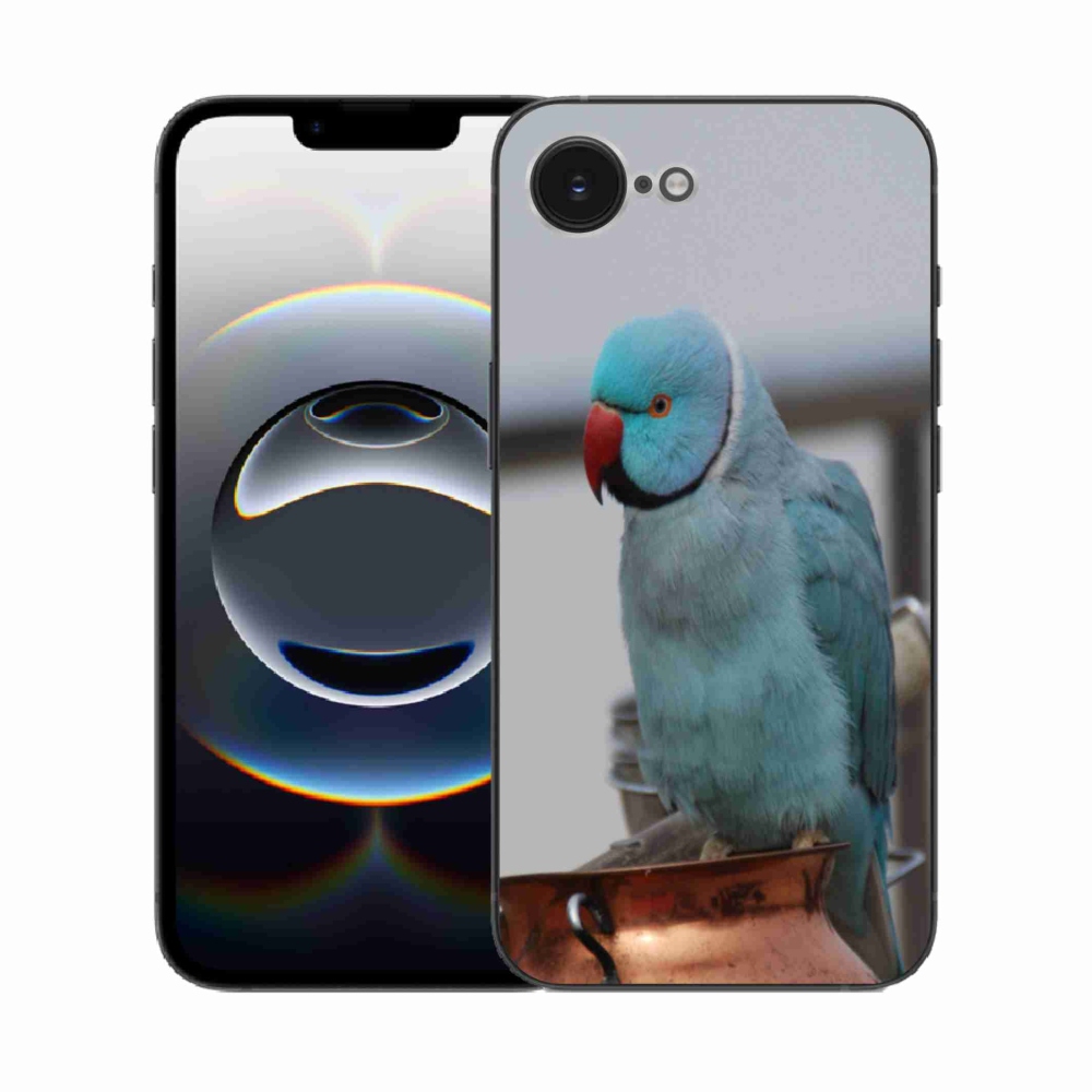 Gelový kryt mmCase na iPhone 16e - papoušek alexandr modrý