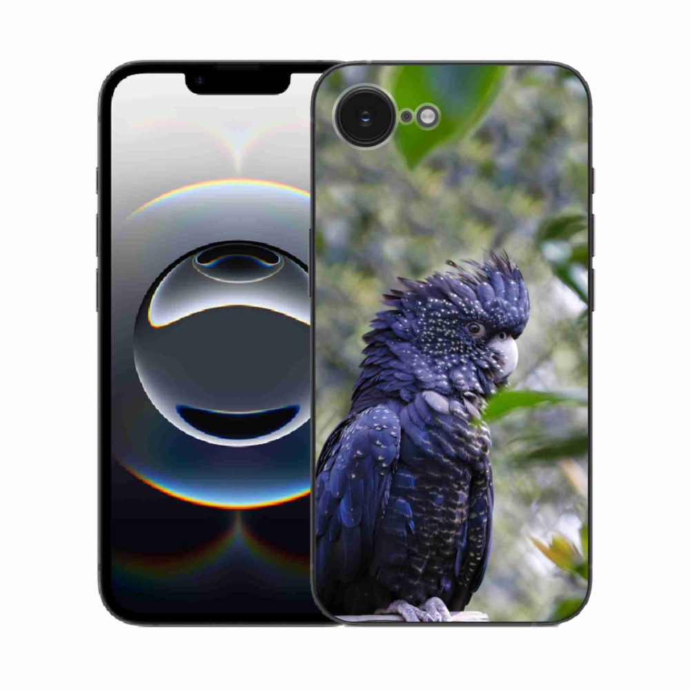 Gelový kryt mmCase na iPhone 16e - papoušek kakadu černý