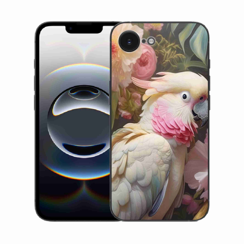 Gelový kryt mmCase na iPhone 16e - papoušek kakadu růžový 2