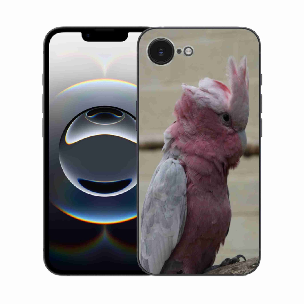 Gelový kryt mmCase na iPhone 16e - papoušek kakadu růžový