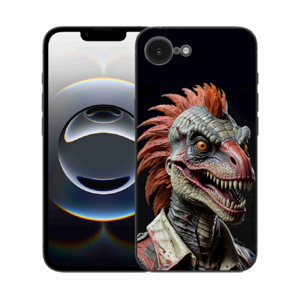 Gelový kryt mmCase na iPhone 16e - punk dinosaurus