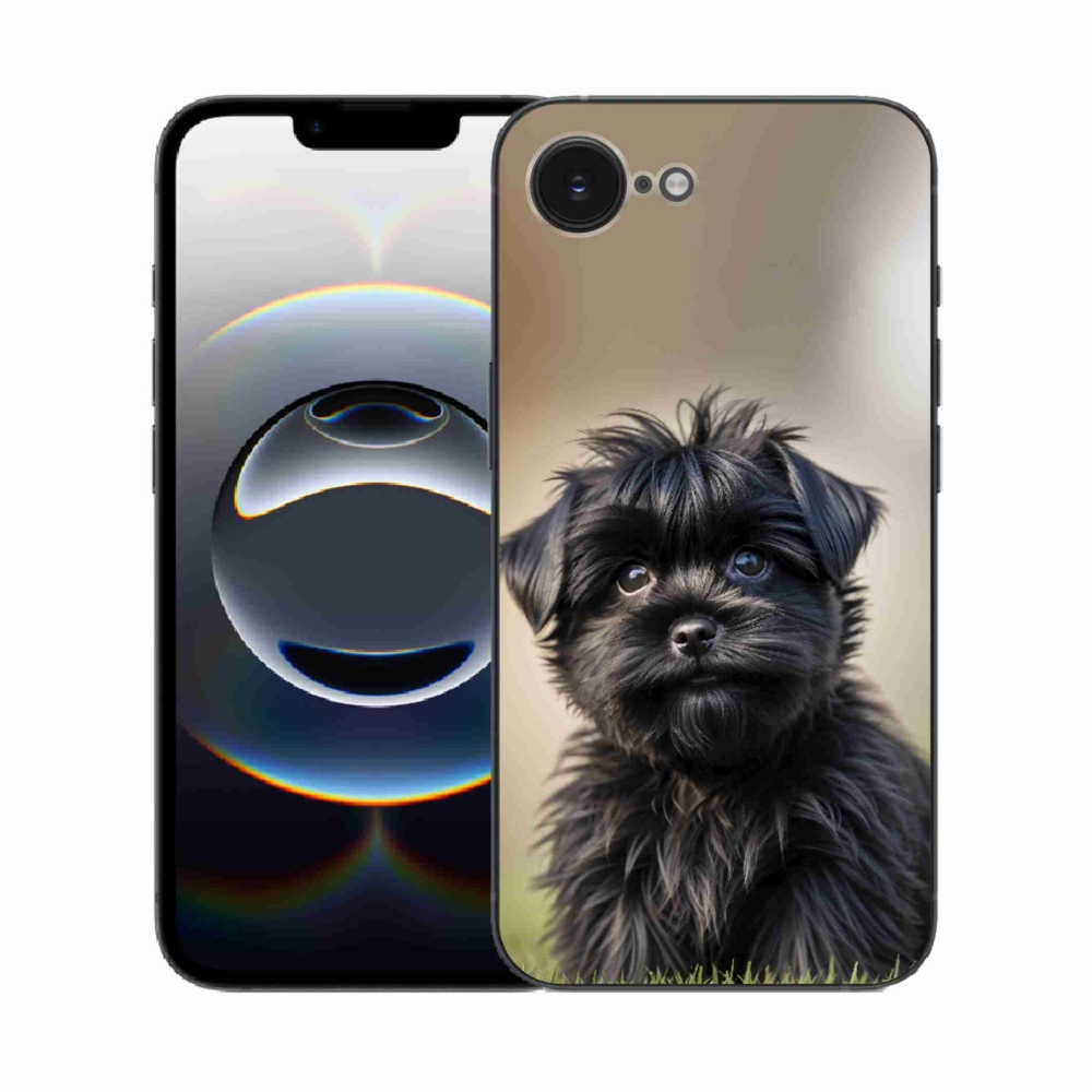 Gelový kryt mmCase na iPhone 16e - roztomilý černý pejsek