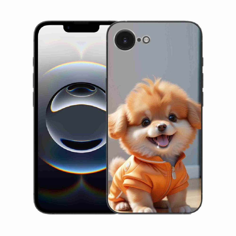 Gelový kryt mmCase na iPhone 16e - roztomilý pomeranian v mikině
