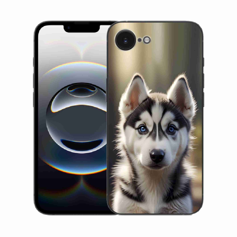 Gelový kryt mmCase na iPhone 16e - roztomilý sibiřský husky