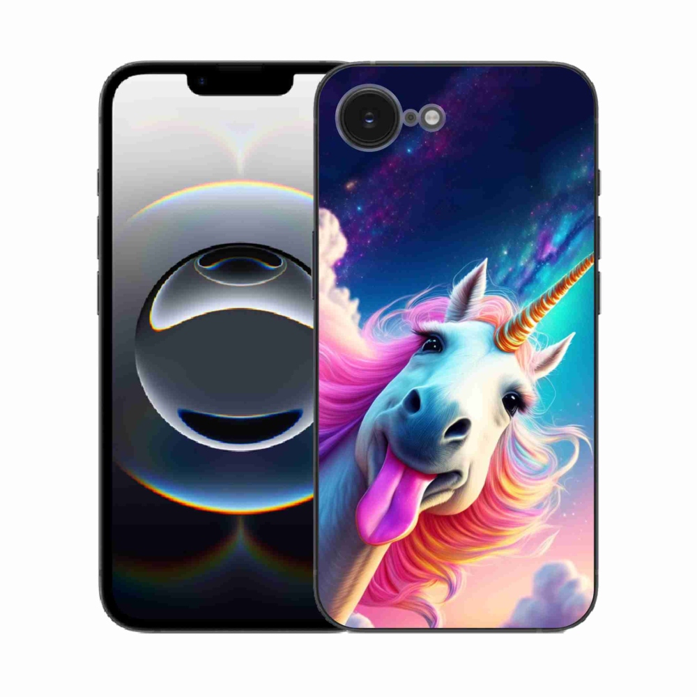 Gelový kryt mmCase na iPhone 16e - šílený jednorožec