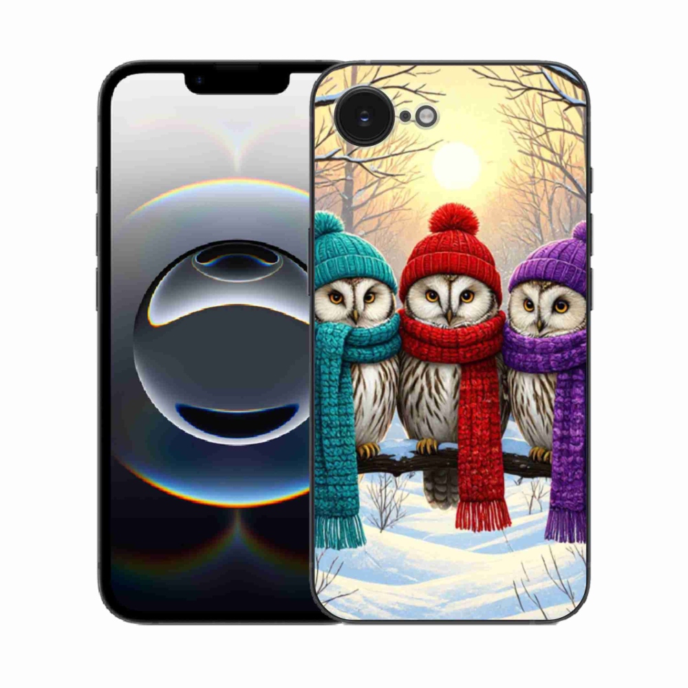 Gelový kryt mmCase na iPhone 16e - soví přátelé