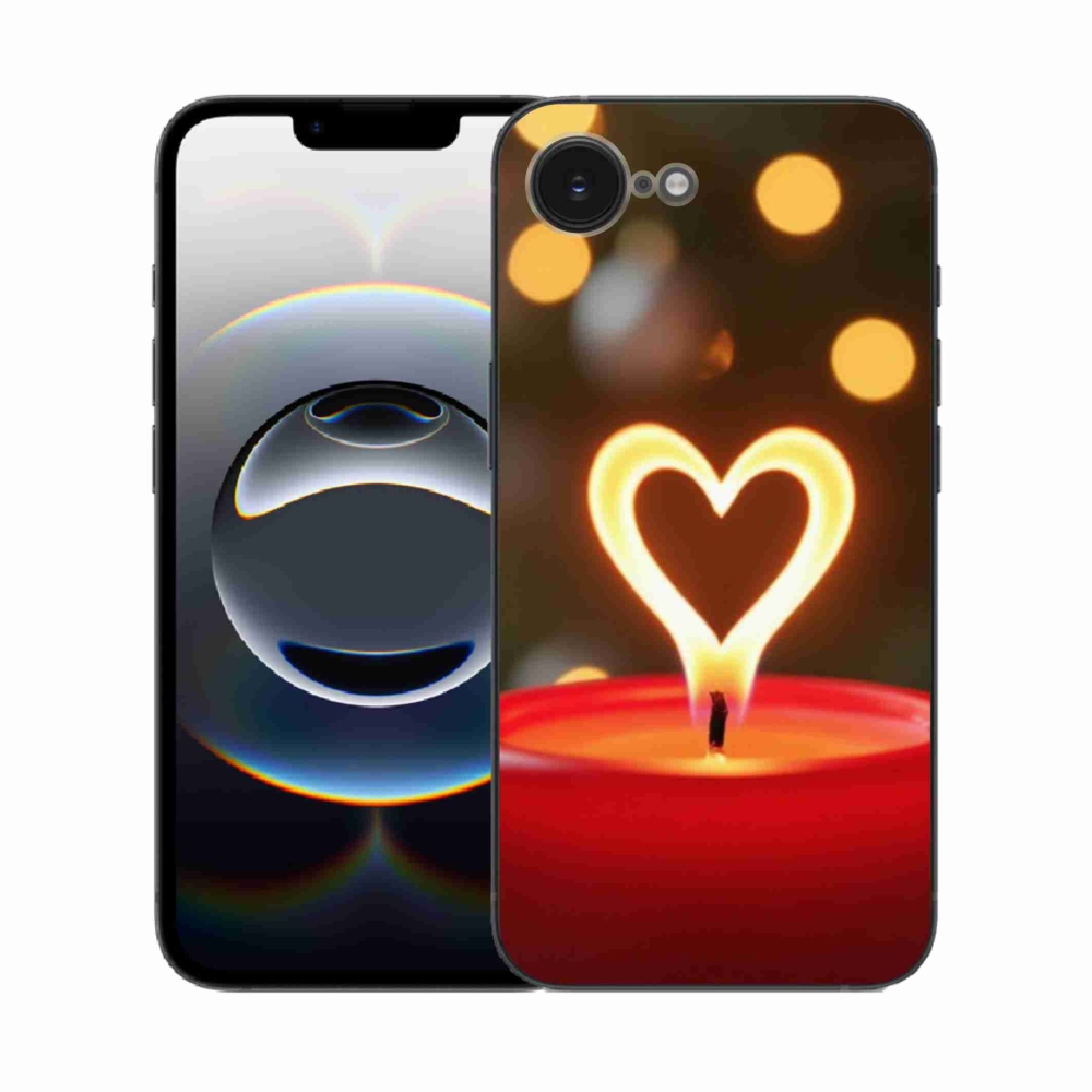 Gelový kryt mmCase na iPhone 16e - srdce z plamene