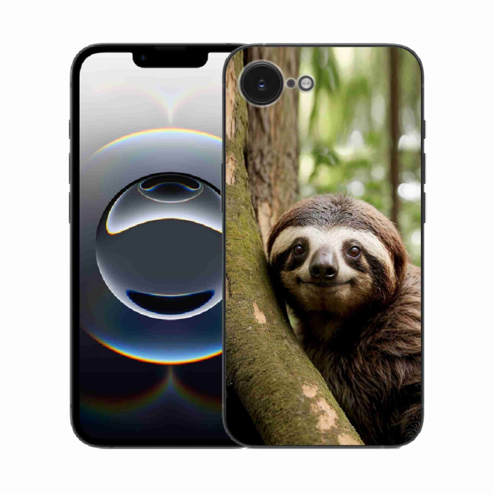 Gelový kryt mmCase na iPhone 16e - usměvavý lenochod