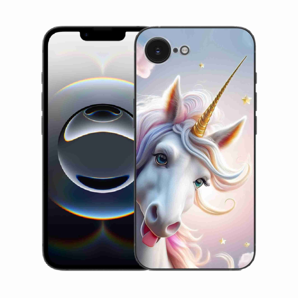 Gelový kryt mmCase na iPhone 16e - veselý jednorožec