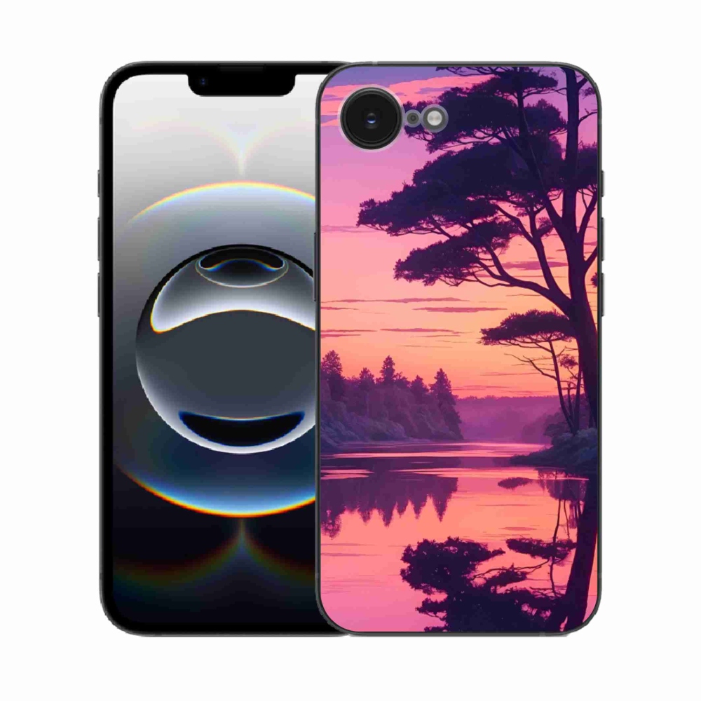 Gelový kryt mmCase na iPhone 16e - západ slunce nad jezerem