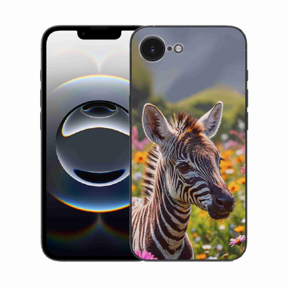 Gelový kryt mmCase na iPhone 16e - zebra na louce