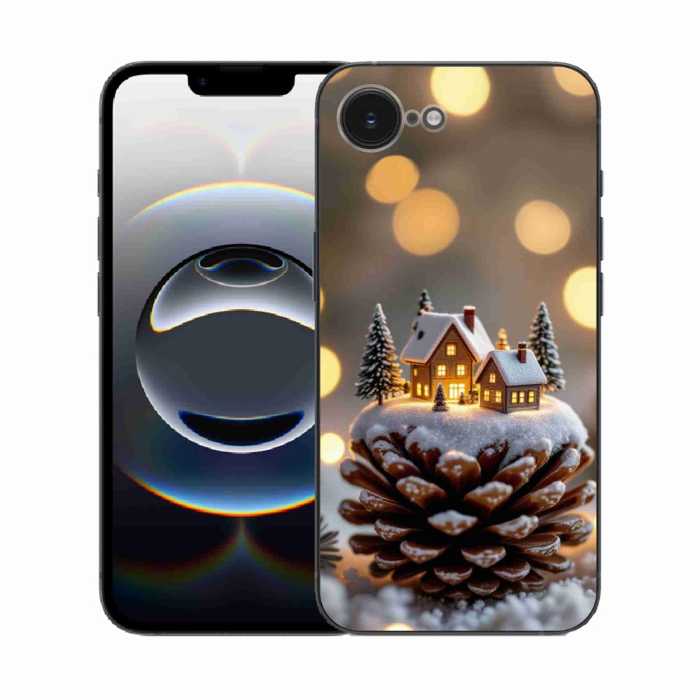 Gelový kryt mmCase na iPhone 16e - zimní vesnička