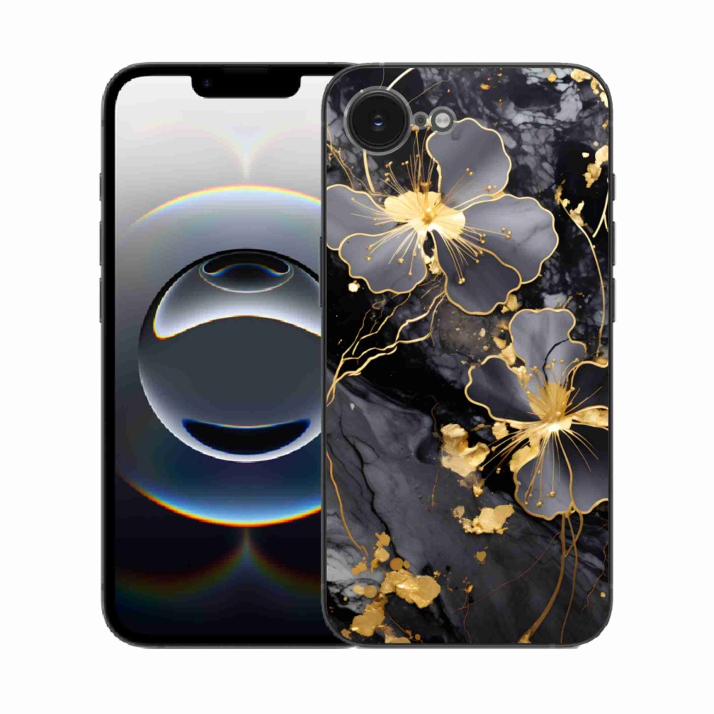 Gelový kryt mmCase na iPhone 16e - zlaté květy
