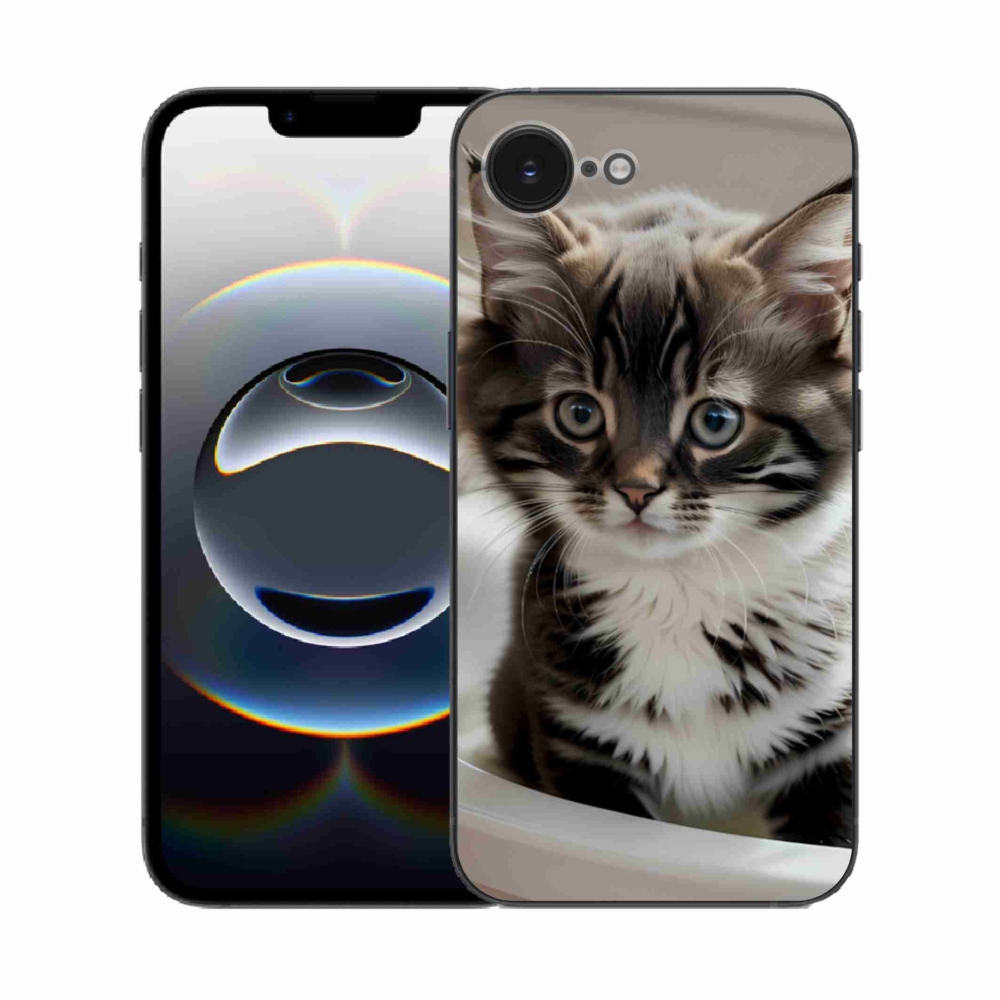 Gelový kryt mmCase na iPhone 16e - zvědavé kotě
