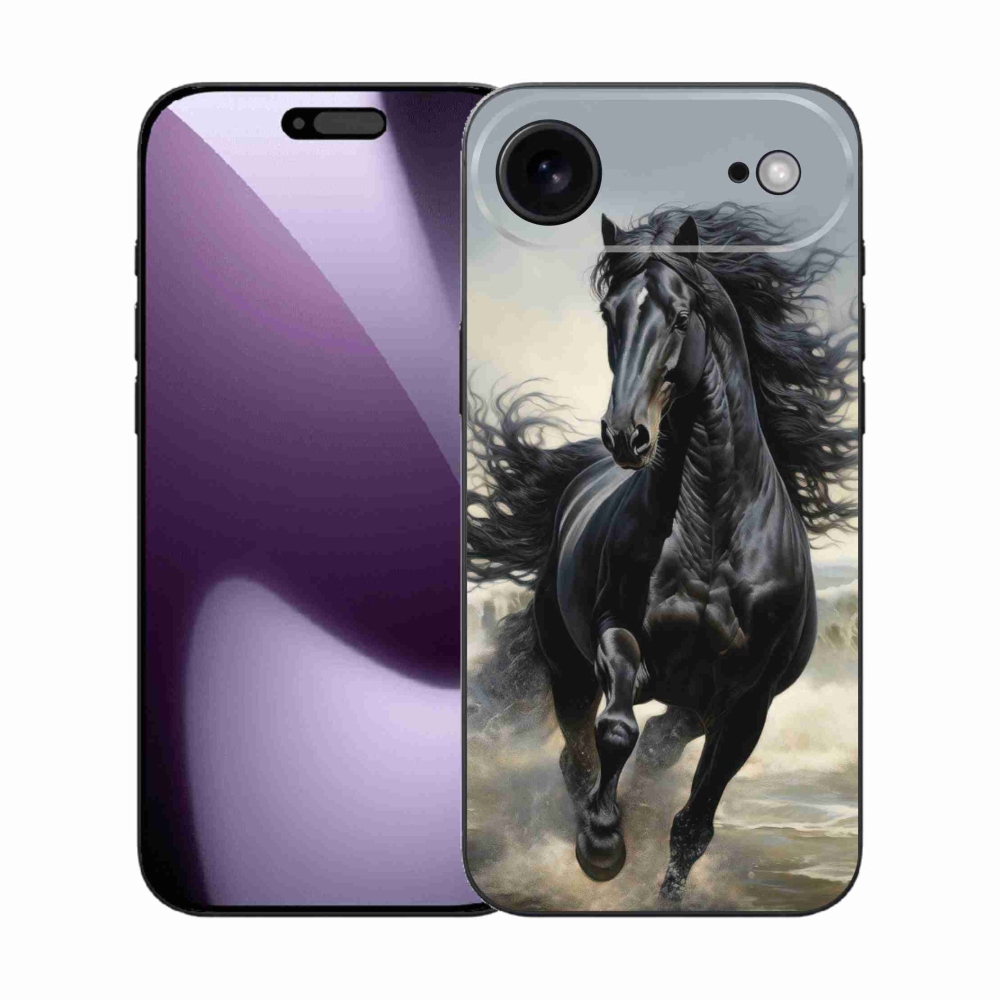 Gelový kryt mmCase na iPhone 17 Air - běžící černý kůň