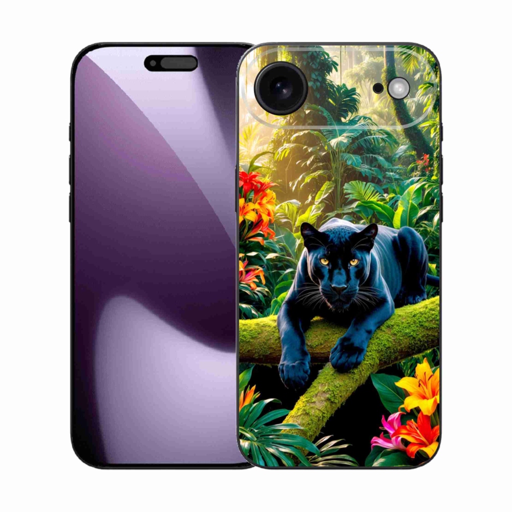 Gelový kryt mmCase na iPhone 17 Air - černý panter v džungli