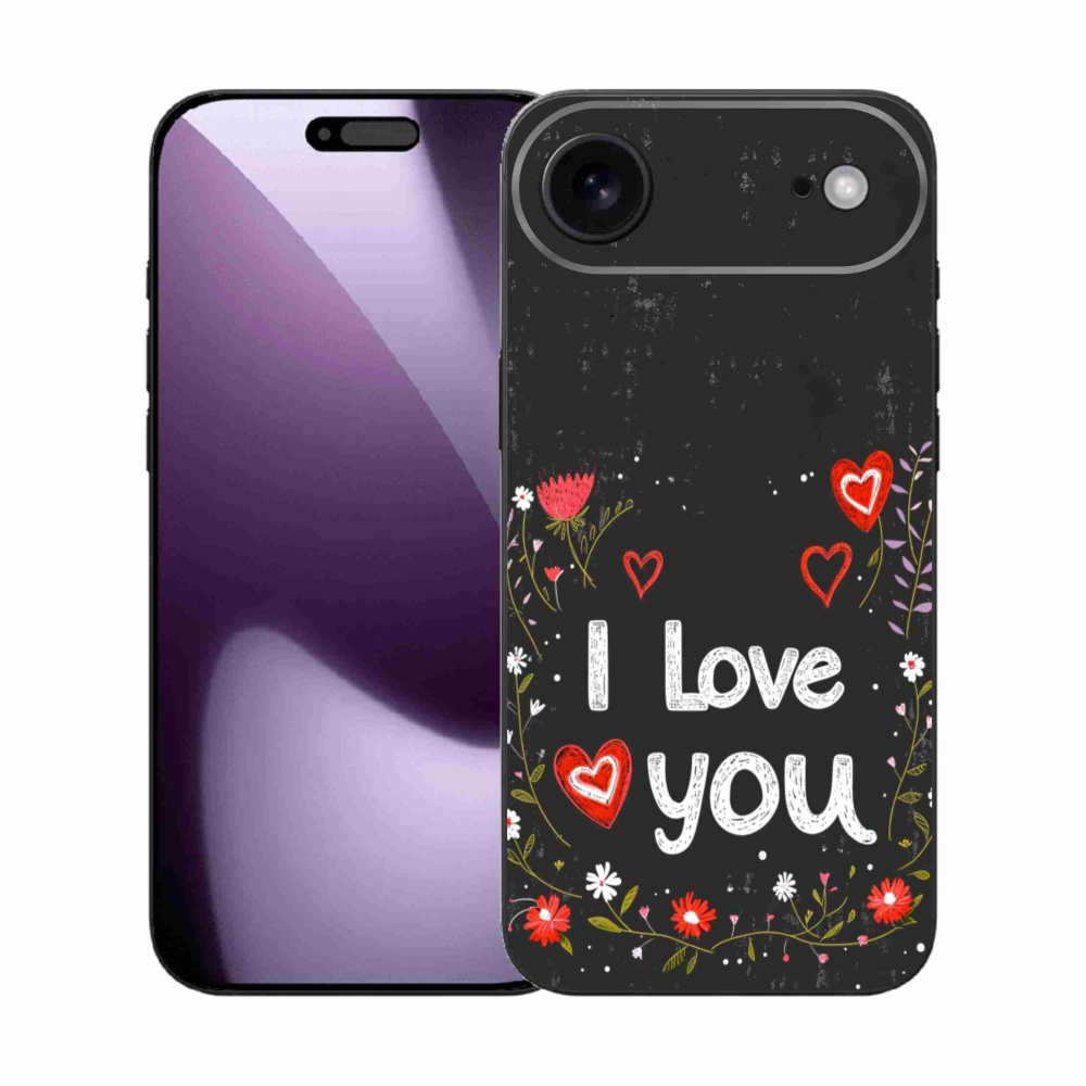Gelový kryt mmCase na iPhone 17 Air - I love you černé pozadí