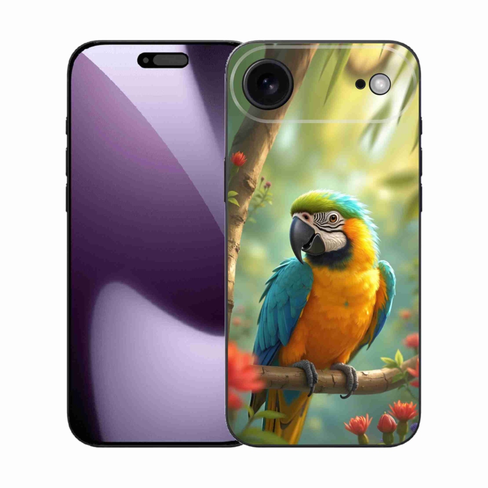 Gelový kryt mmCase na iPhone 17 Air - papoušek ara modrožlutá
