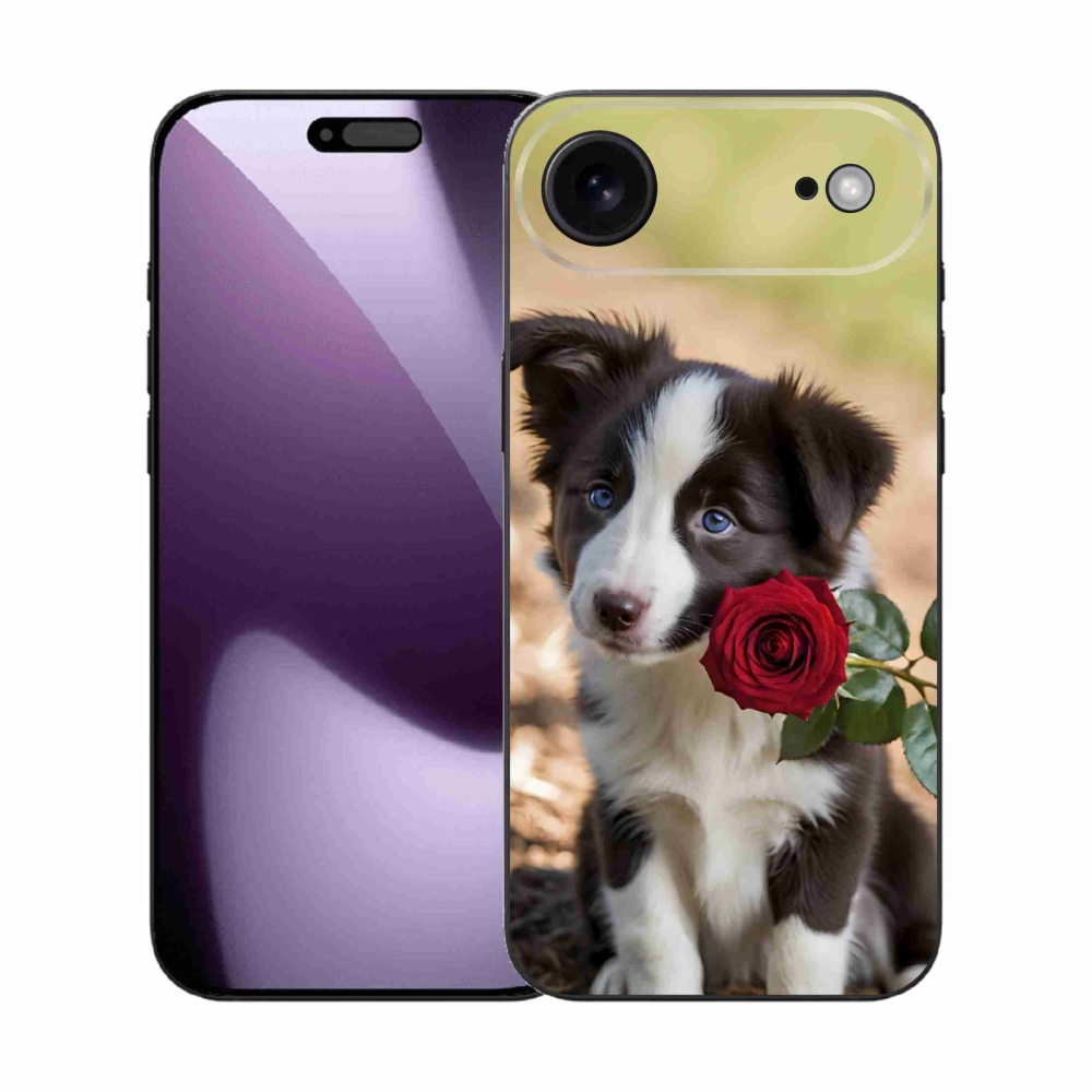 Gelový kryt mmCase na iPhone 17 Air - roztomilá border kolie s růží